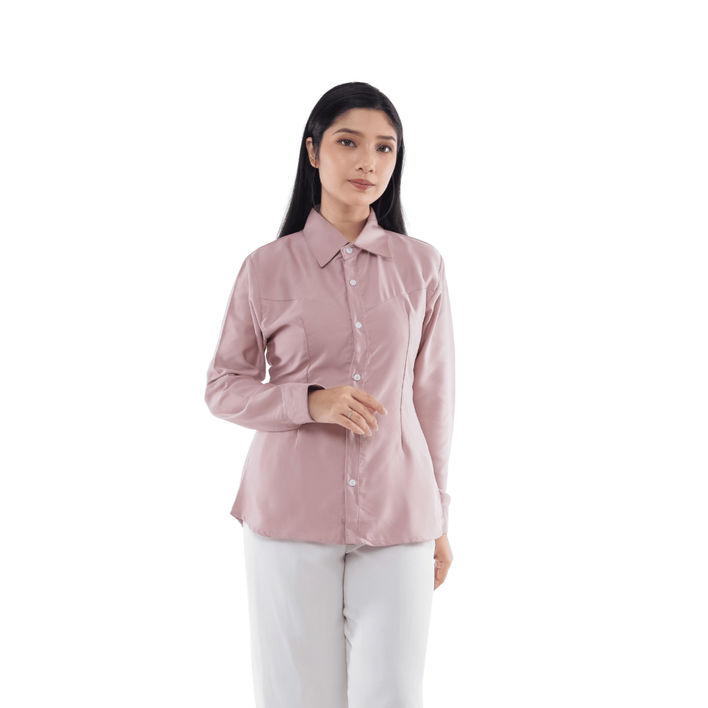 Waskito Kemeja Wanita Satin Doff Lengan Panjang - Gambar 3