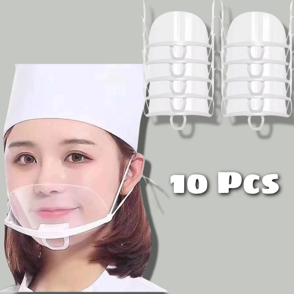 LIOLIO Mouth Cover Mask 10 Pcs Transparent Chef Canteen Restaurant Face ...
