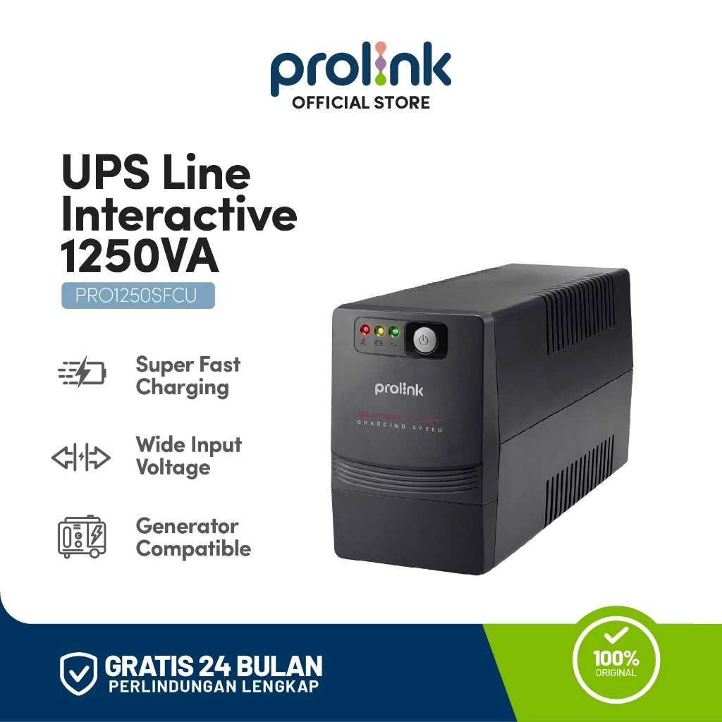 Prolink 1250VA Line Interactive UPS Super Fast Charging l USB Port