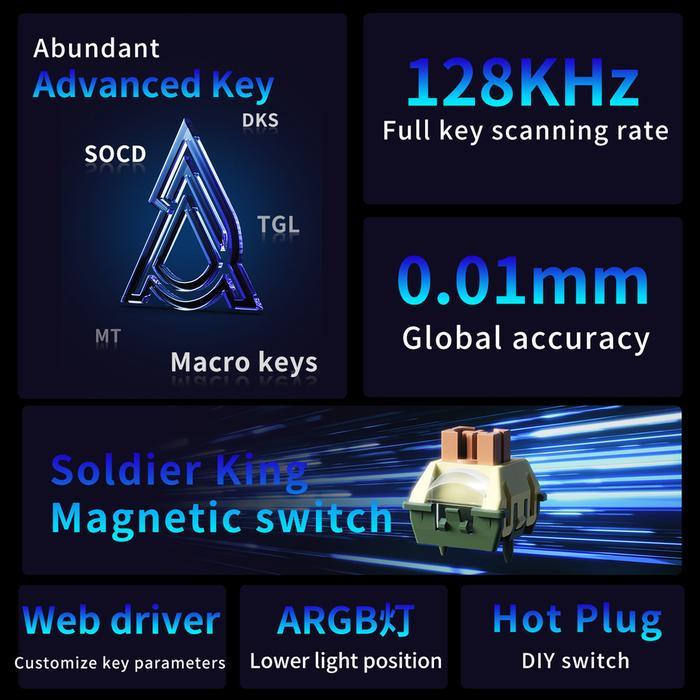 Ajazz AK980 / AK-980 / AK 980 MAX HE Wired Mechanical Keyboard Gaming Magnetic Switch - Gambar 4