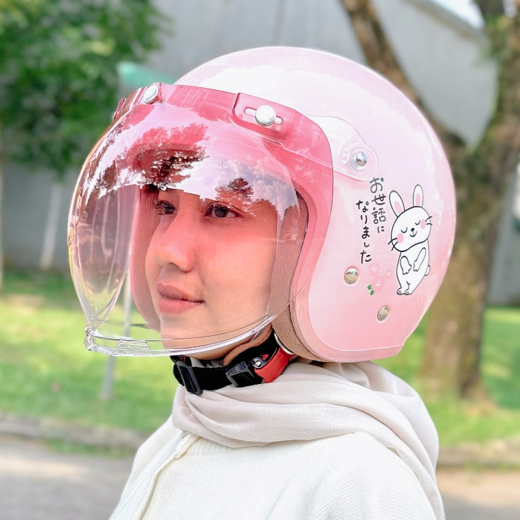 Helm Bipplast Vista Kaca Bubble Helem Bogo Cewek Aesthetic Wanita Hijab Kekinian Lucu Pastel Kaca Datar SNI