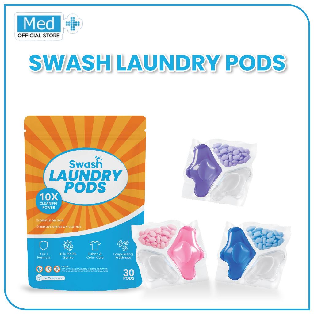 Med+ Swash Laundry Pod 3in1 Detergen Sabun Cuci Baju Capsule Wangi 30 Pod