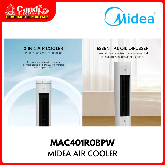 MIDEA Chillmax Tower Fan Cooler 4 Liter MAC401R0BPW - Gambar 3