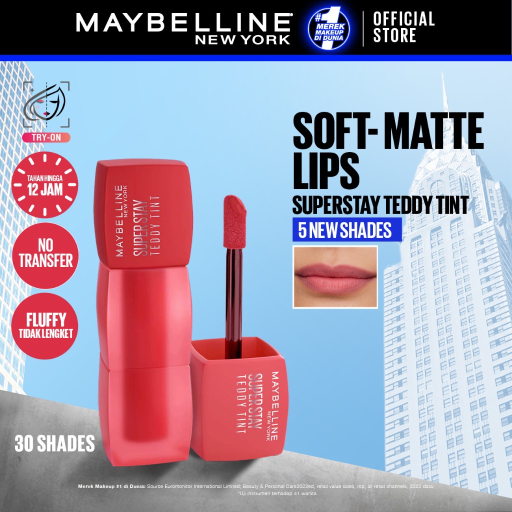Maybelline Superstay Teddy Tint 5 mL - Teddy Soft Matte Tahan 12 Jam Lipstick Lipcream Lipstik Perfect Lip Tint - Gambar 2