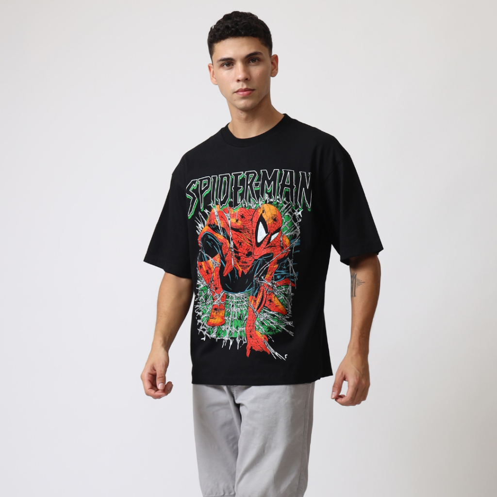 GENZ Kaos Oversize SPIDERMAN - T ShirtVintage Spiderman Black Cotton Combed 20s Premium Super Lembut foto 2