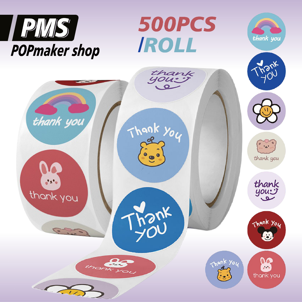 POPmaker Stiker Thank You 500 Lembar Motif Menarik