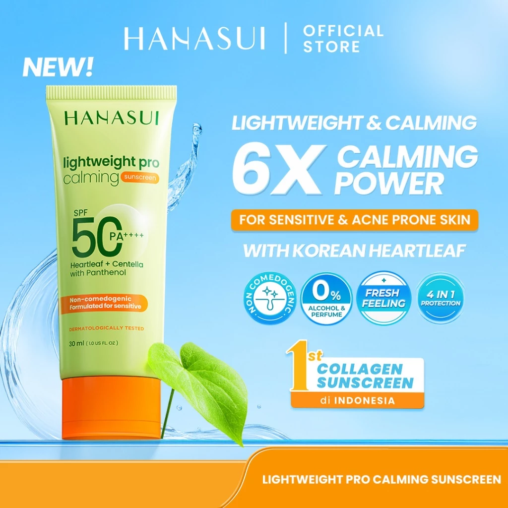 Hanasui Lightweight Pro Calming Sunscreen SPF 50 - Sunscreen Kulit Sensitif & Jerawat - Non Comedogenic 0% Alcohol & Perfume