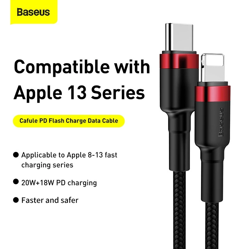 Baseus Cafule Cable Type-C to iP PD 20W 1m Red+Black