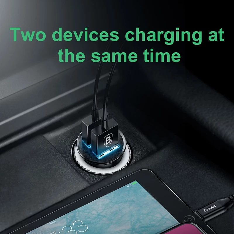 Baseus Circular Plastic A+A / C+A 30W Dual QC3.0 Quick Car Charger - Gambar 2