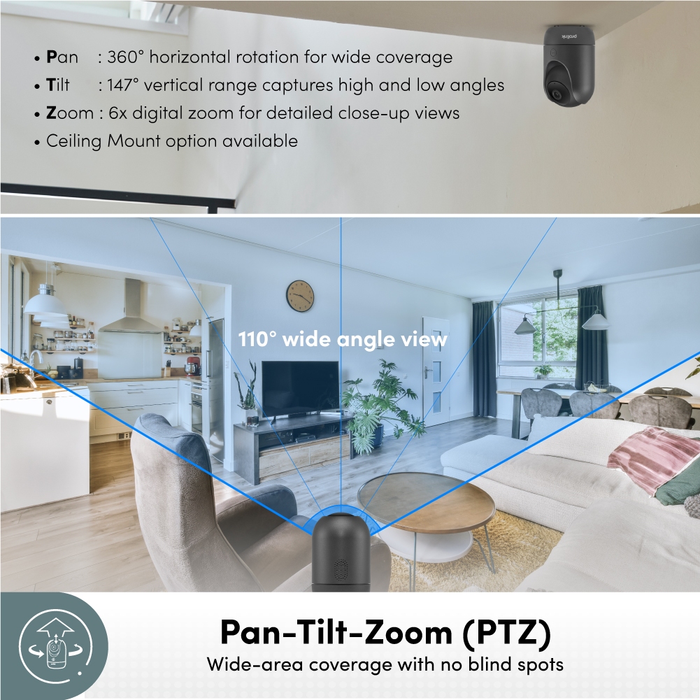 Prolink 5MP Smart IP Cam CCTV Dual Band Wifi Indoor QHD 3K Kamera CCTV 360° View Baby Monitor Human Body Detection 2 Way Audio Support ONVIF - Gambar 3