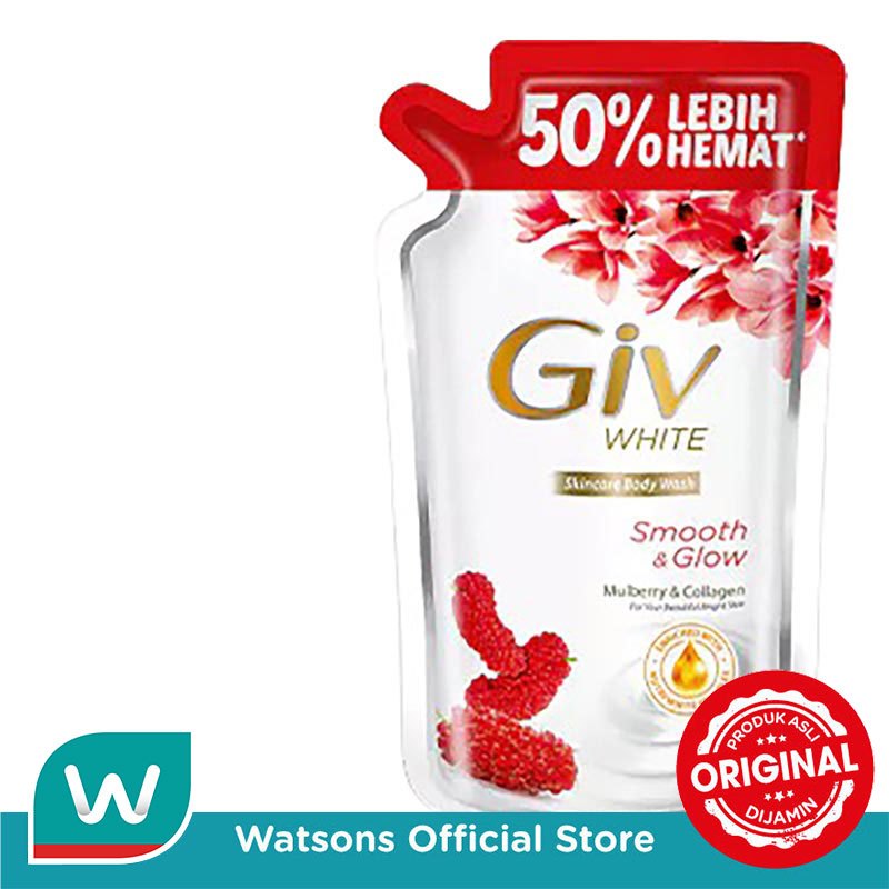 Giv White Sabun Mandi Cair Mulberry & Collagen Pouch 800ml - Gambar 3