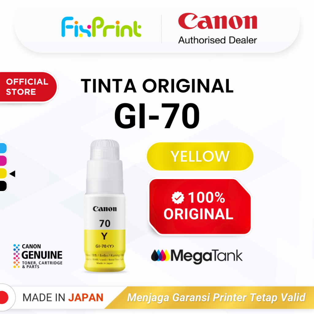 FixPrint 100% ORIGINAL Tinta Canon GI 70 Yellow - Printer G5070 G6070 G7070