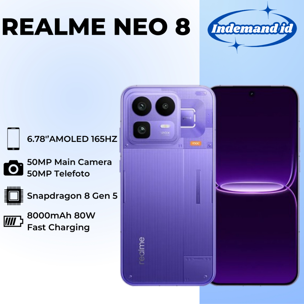 Realme Neo 8 5G 6.78''AMOLED 165HZ Snapdragon 8 Gen 5 8000mAh 80W 50MP Dual Camera