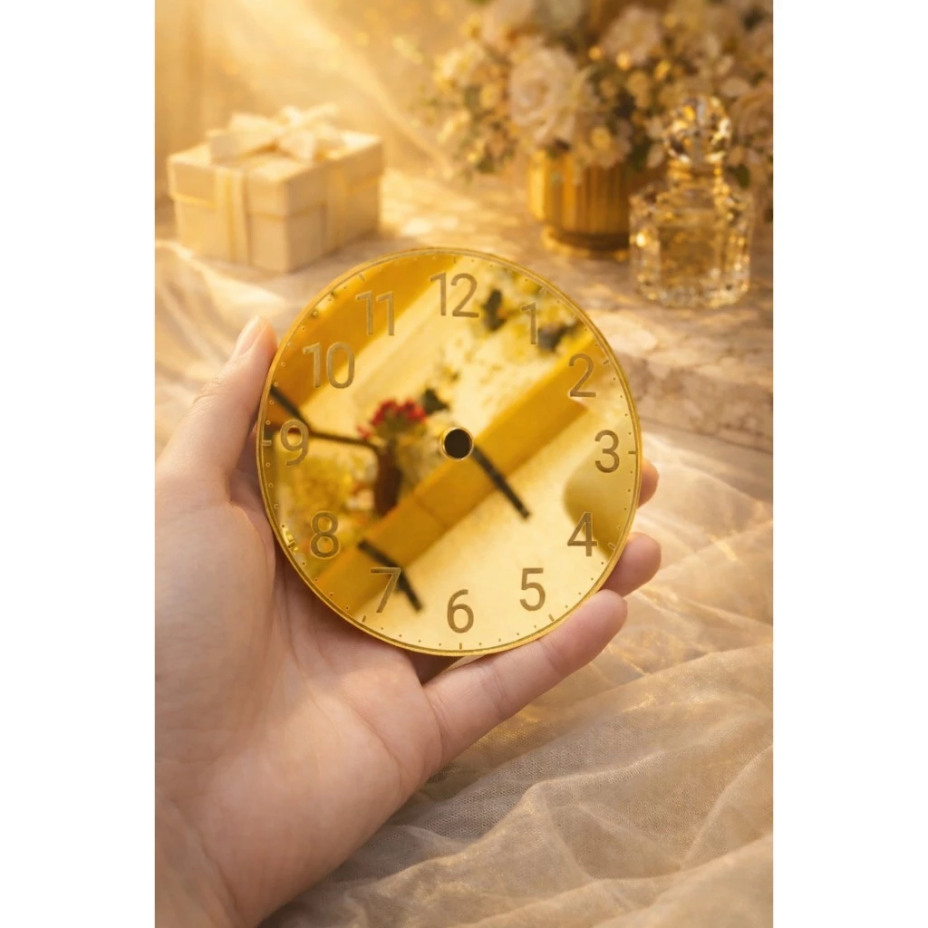 Jam Custom Hiasan Mahar dan Bahan Mahar akrilik mirror gold - Gambar 2