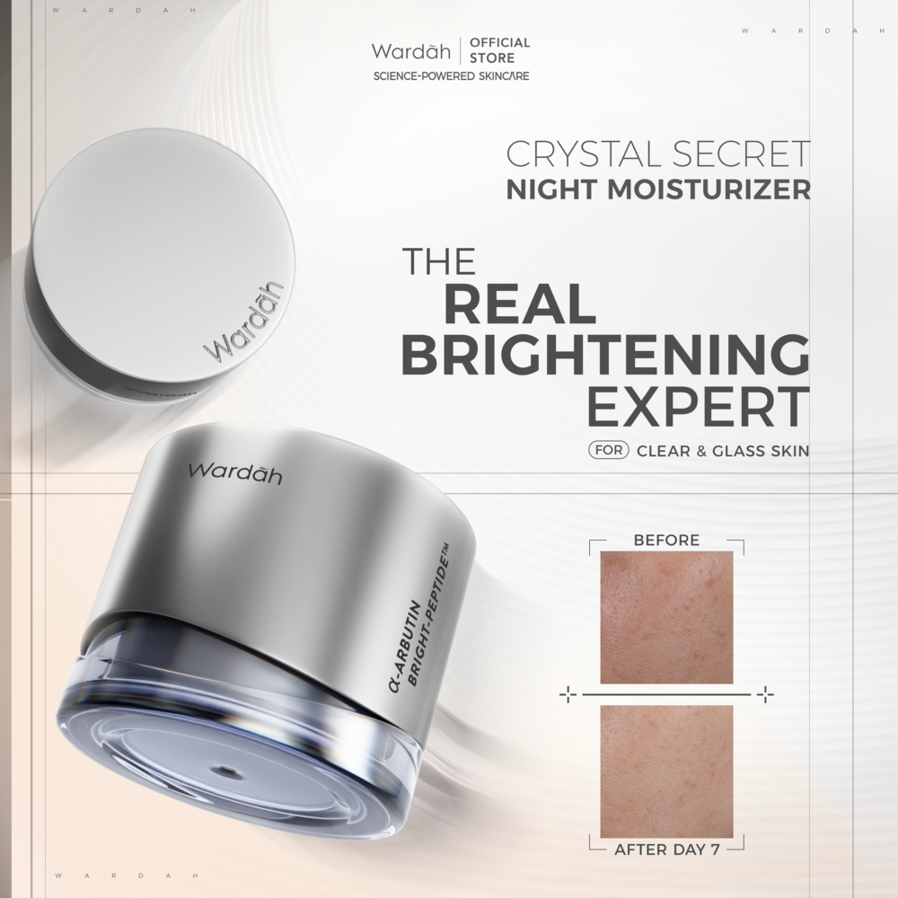 WARDAH Night Moisturizer All Series - Menyamarkan Bekas Jerawat, Dark Spot, Meratakan Warna Kulit, Menjaga Elastisitas Kulit, Melembabkan Wajah - Acnederm, Lightening, Perfect Bright, Crystal Secret, Renew You - Skincare - Gambar 4