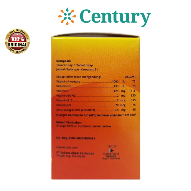 Enervon Kids Tablet Hisap Multivitamin Rasa Jeruk Isi 21 Tab / Supplement Kesehatan Anak / Vitamin C anak - Gambar 2