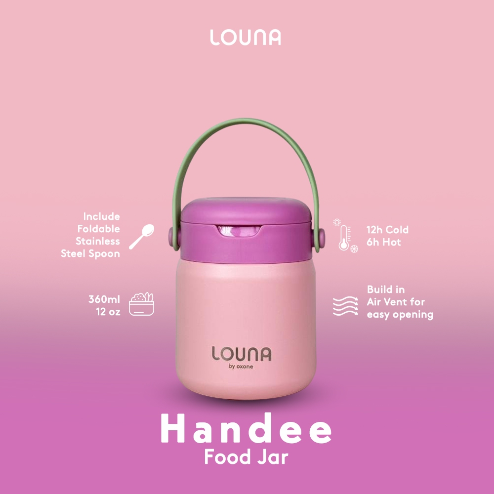 Louna LO702 Handee Food Jar 360ml Peach Retro - Gambar 3