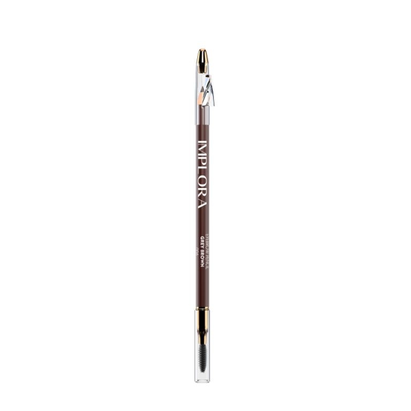 IMPLORA Eye Brow Pencil 2 IN 1 ( PENSIL + SERUTAN + SIKAT )- IMP Grey Brown / Merah Jingga Official - Gambar 4