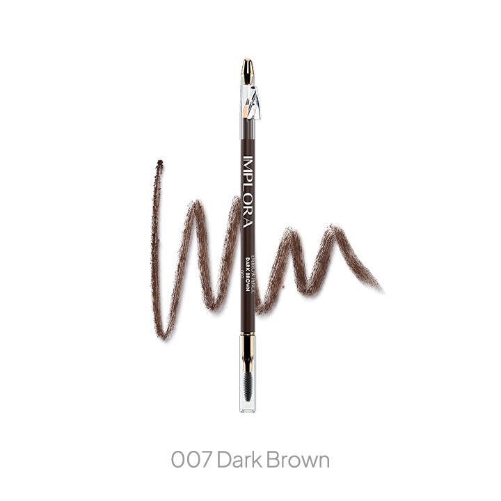 IMPLORA Eye Brow Pencil 2 IN 1 ( PENSIL + SERUTAN + SIKAT ) - IMP Dark Brown / Merah Jingga Official - Gambar 2