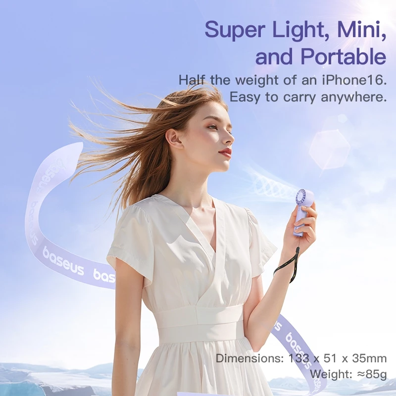 Baseus GoTrip DT1 Mini Handheld Fan Turbo Fan Adjustable Cooling Strong Wind Hand Small Pocket Fan - Gambar 2