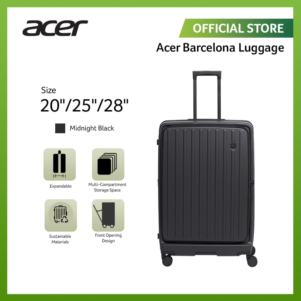 Acer Fashion Koper Polyethylene Barcelona Carry-on Luggage - Midnight Black