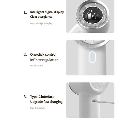 Kipas Angin Mini Portabel Adjustable LED Display - Gambar 2