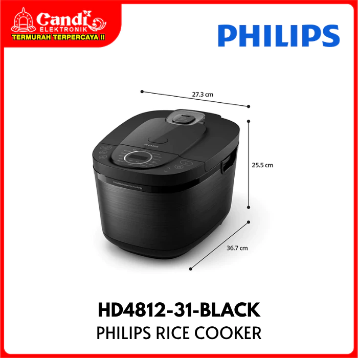 PHILIPS Rice Cooker 1.8 Liter Penanak Nasi Fresh Defense Lapisan Binchotan HD4812-31-BLACK - Gambar 4