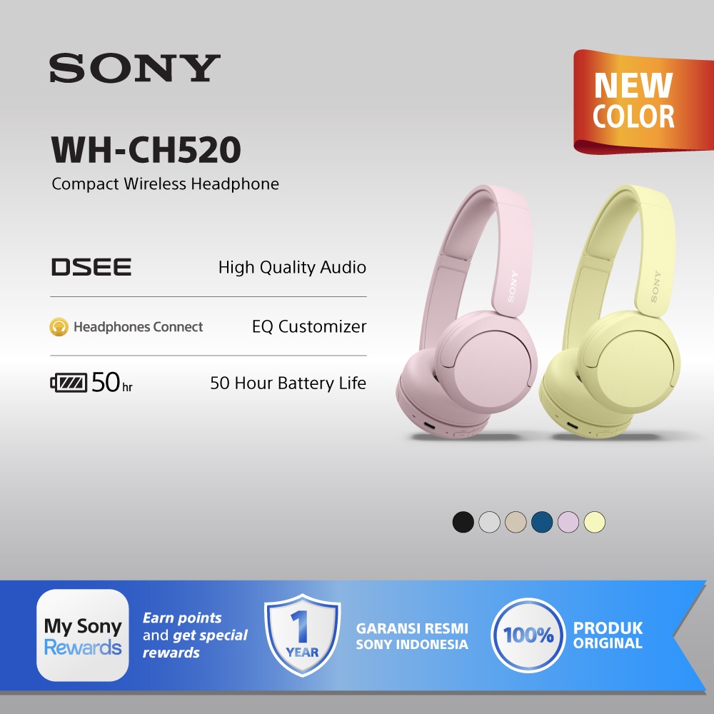 SONY WH-CH520 On Ear Wireless Headphone / CH520 / CH-520 - Gambar 2