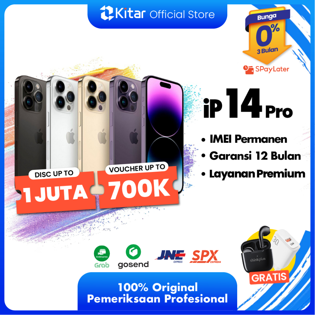 iPhone 14 Pro ex iBox Beacukai IMEI Permanen Garansi 12 Bln 100% Original Second iPhone FULLSET 128GB 256GB 512GB 1TB