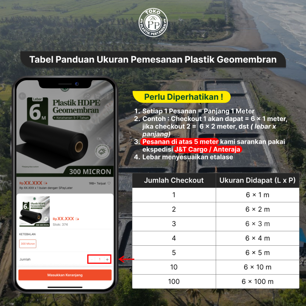 Geomembran HDPE Tebal 300 Micron Lebar 6 Meter CAP JEMPOL - Gambar 2