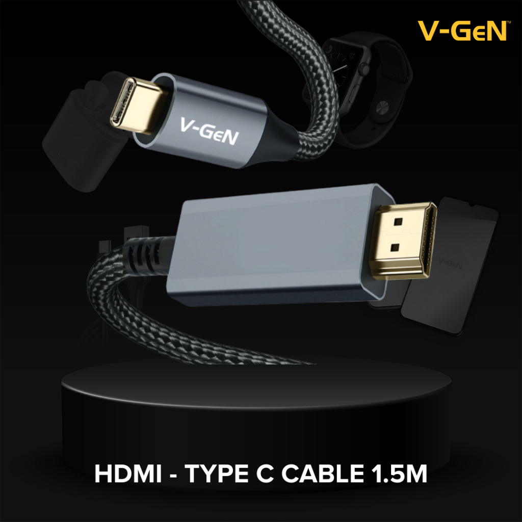 V-GeN VHM-06 Kabel HDMI 4K Ultra HD 1.5 Meter â€“ USB-C to HDMI UHD Display - Gambar 2