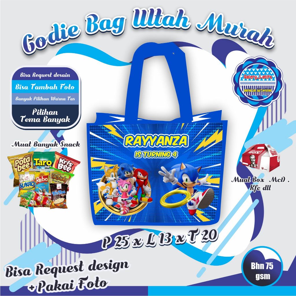 Birthday Goodie Bag Custom Birthday Bag with Design and Photo Image ...