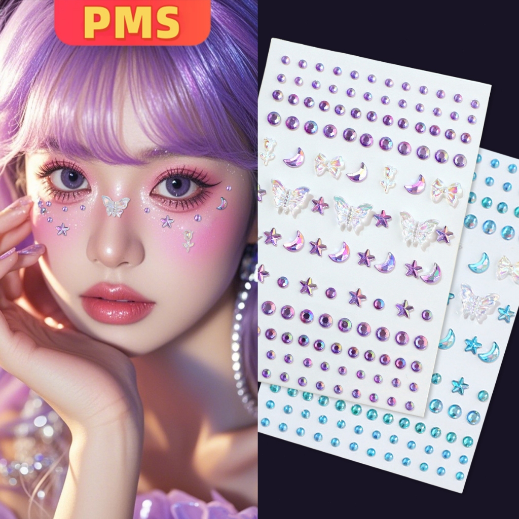 POPmaker Set Hiasan Wajah 3D Kristal Glamor