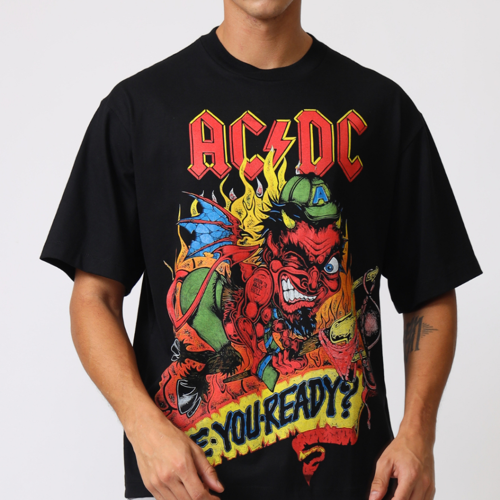 GENZ Kaos Oversize UNISEX ACDC - T Shirt Vintage acdc Black Cotton Combed 20s Premium Super Lembut foto 3