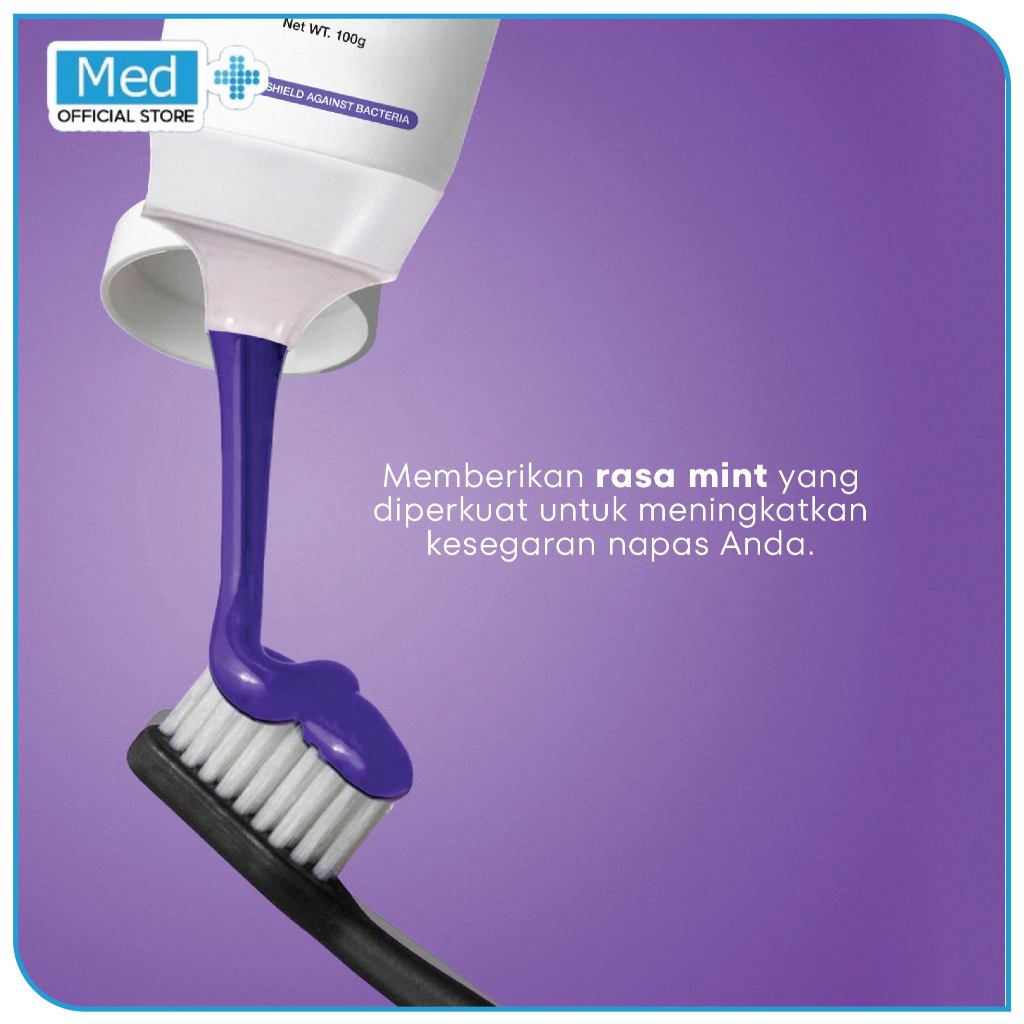 Med+ Purple Whitening Toothpaste 100g / Pasta Gigi / Dental Clean / Gum Safe / Odol Gusi / Pro Clean Formula Memutihkan - Gambar 2