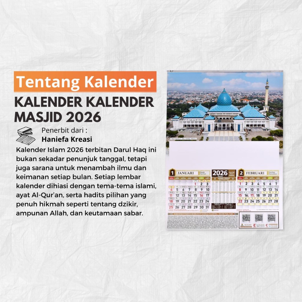 Mosque Wall Calendar 2026 Haneefa Islamic 6 Sheets MOSQUE WALL CALENDAR ...