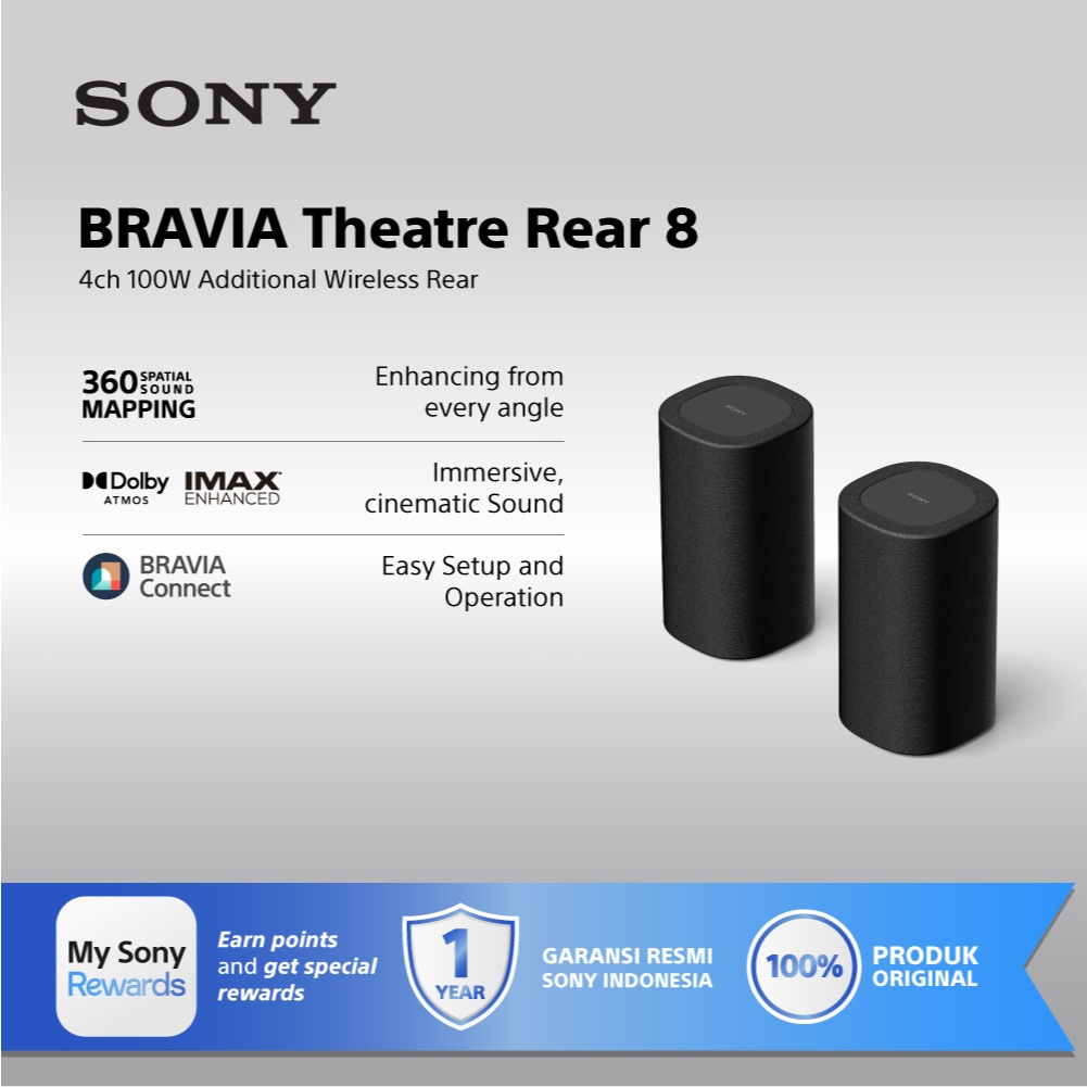 Sony BRAVIA Theatre Rear 8 SA-RS8 – Wireless Rear Speaker 100W / Surround Sound Cinema - Gambar 2