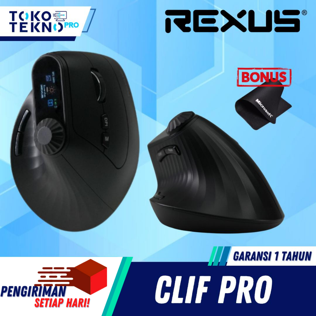 Rexus Clif Pro QV280 / QV-280 Mouse Office Ergonomic Vertical Wireless Bluetooth Mice