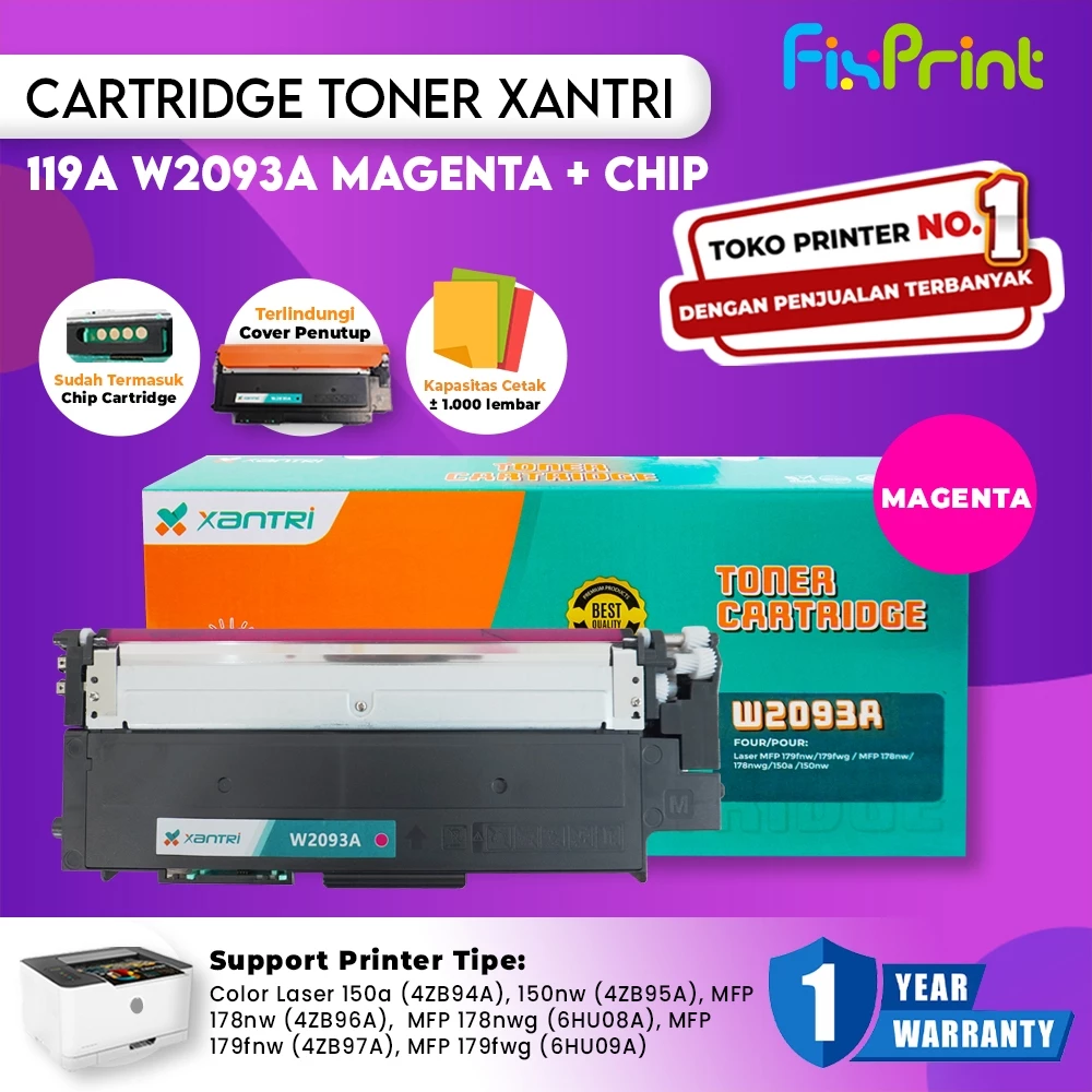 FixPrint Cartridge Toner Xantri 119A CHIP Compatible For Printer HP 150a 150nw 178nw 179nw 179fnw Premium Grade Xantri - Gambar 3