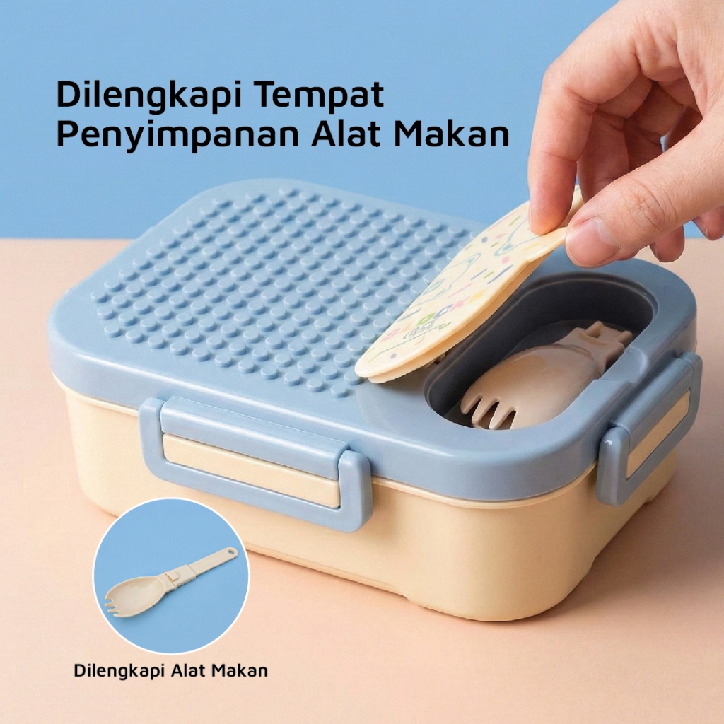Lunch Box Kotak Makan Anak Sekat Anti Tumpah Plastik BPA FREE 850ml dan 900ml - Gambar 4
