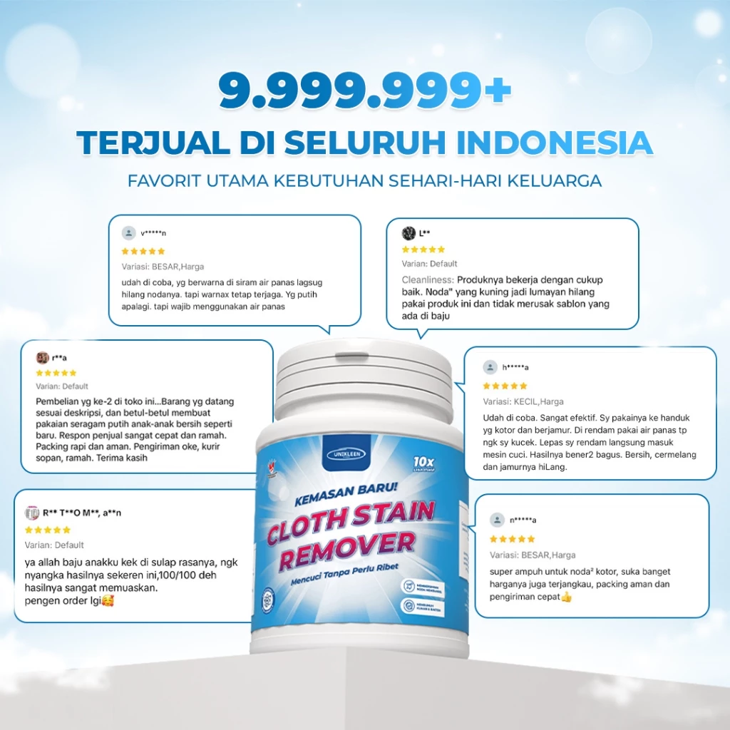 UNIKLEEN pembersih jamur pakaian / cloth stain remover/ pembersih noda pakaian membandel viral tiktok / serbuk ajaib penghilang noda pakaian / pemutih pakaian putih ampuh / pembersih noda baju membandel - Gambar 4