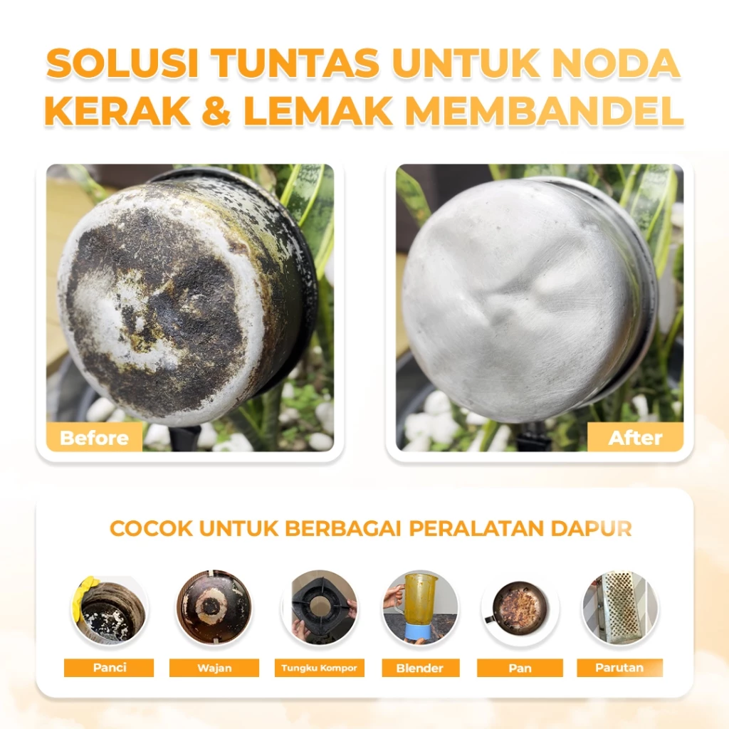 UNIKLEEN penghilang noda peralatan dapur / penghilang kuning blender / kitchen cleaner / pembersih peralatan dapur viral / kotoran membandel / panci / katel wajan - Gambar 2