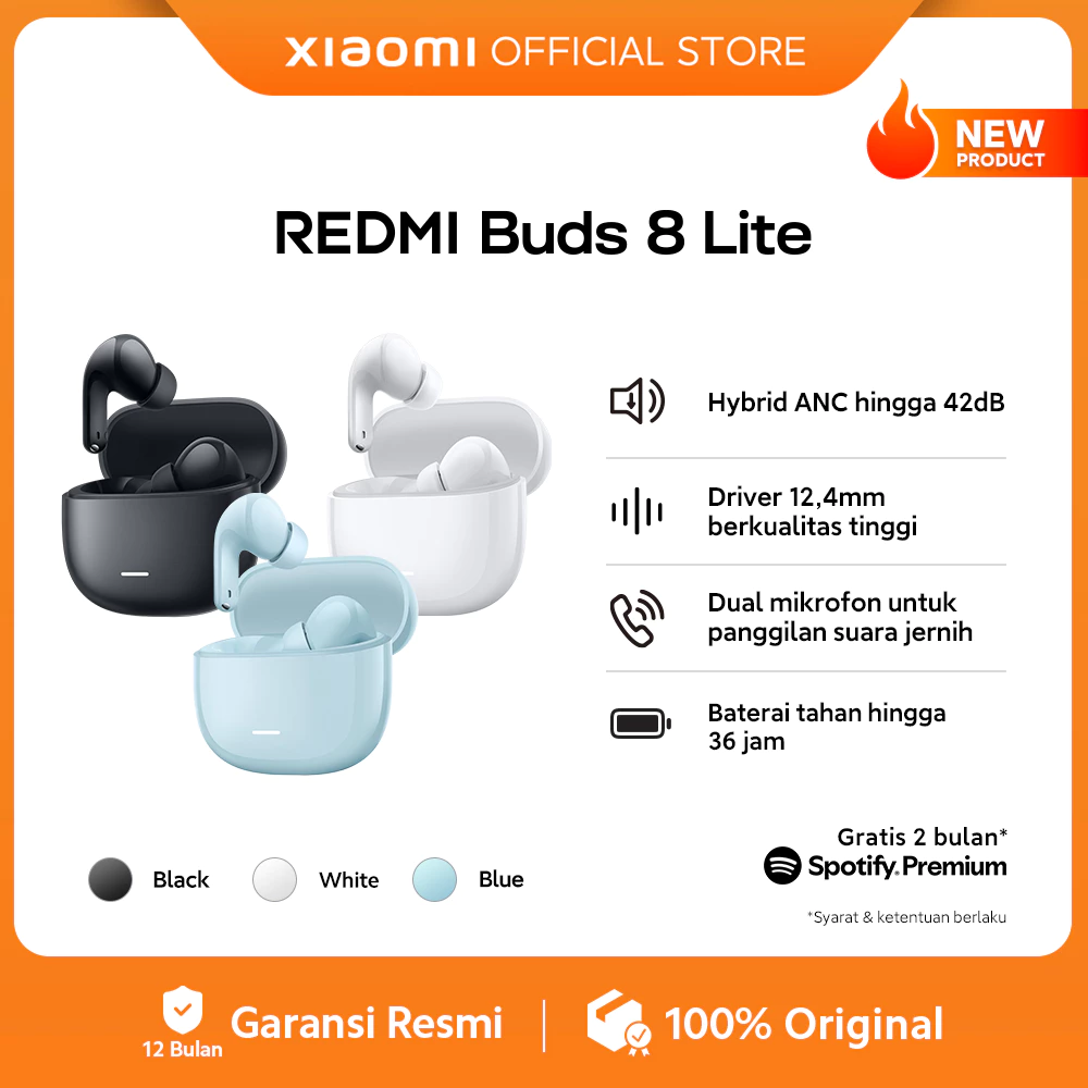 Xiaomi Redmi Buds 8 Lite | Hybrid ANC hingga 42dB | Driver 12,4mm berkualitas tinggi | Dual mikrofon untuk panggilan suara jernih | Baterai tahan hingga 36 jam | Headset Bluetooth [Xiaomi Official Store] - Gambar 2