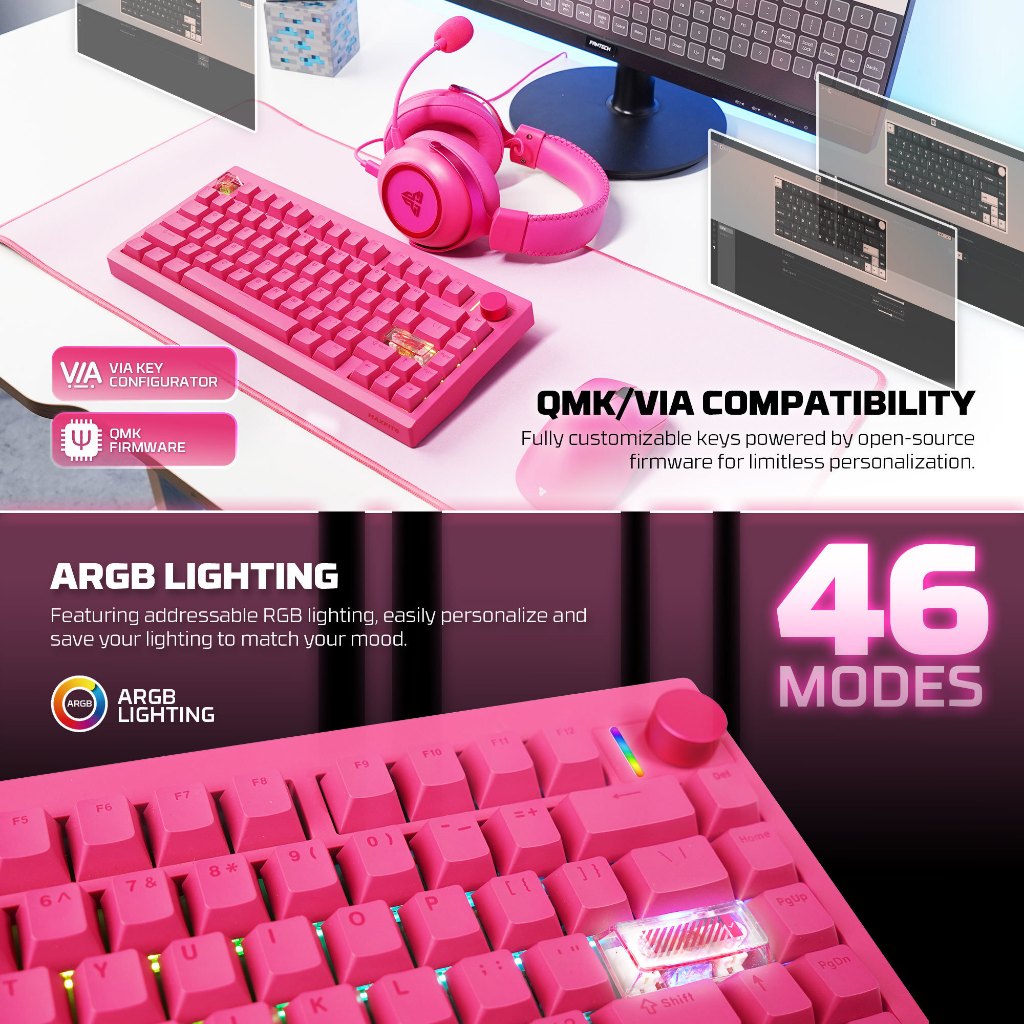Fantech MAXFIT-8 / MAXFIT 8 / MK921 / MK9-921 3in1 Connections Wireless Bluetooth Low Profile Keyboard Mechanical Gaming Hotswap For PC / Laptop - Gambar 3