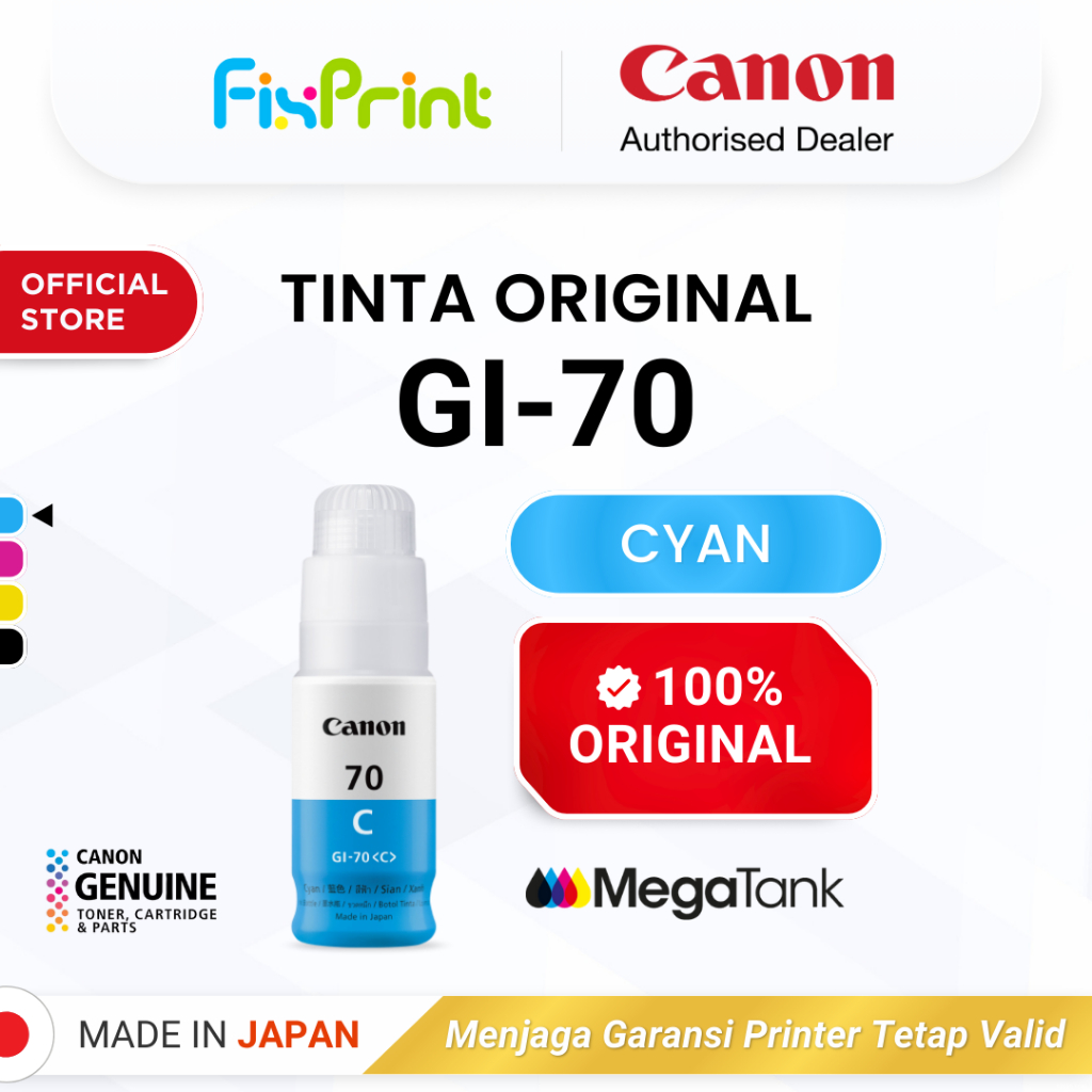 FixPrint 100% ORIGINAL Tinta Canon GI 70 Cyan - Printer G5070 G6070 G7070