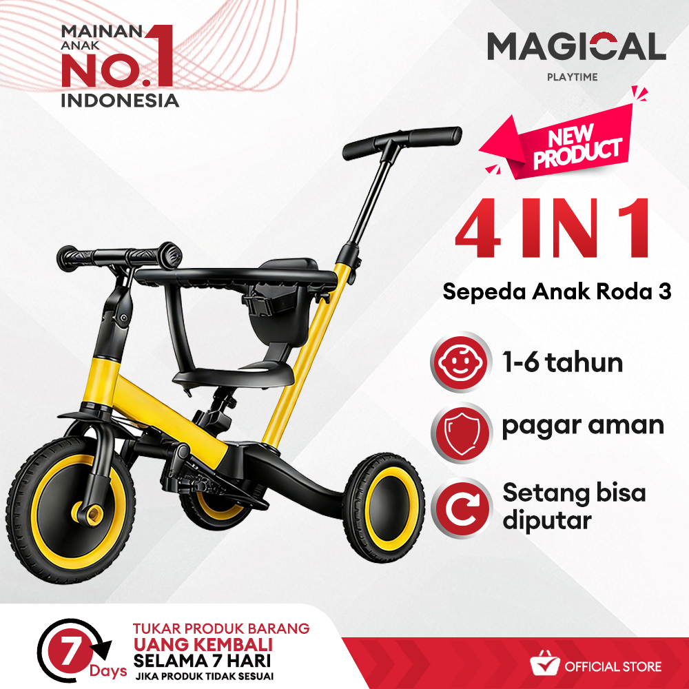 Magical Playtime 4in1 Sepeda Anak Aman Usia 1-6 Tahun