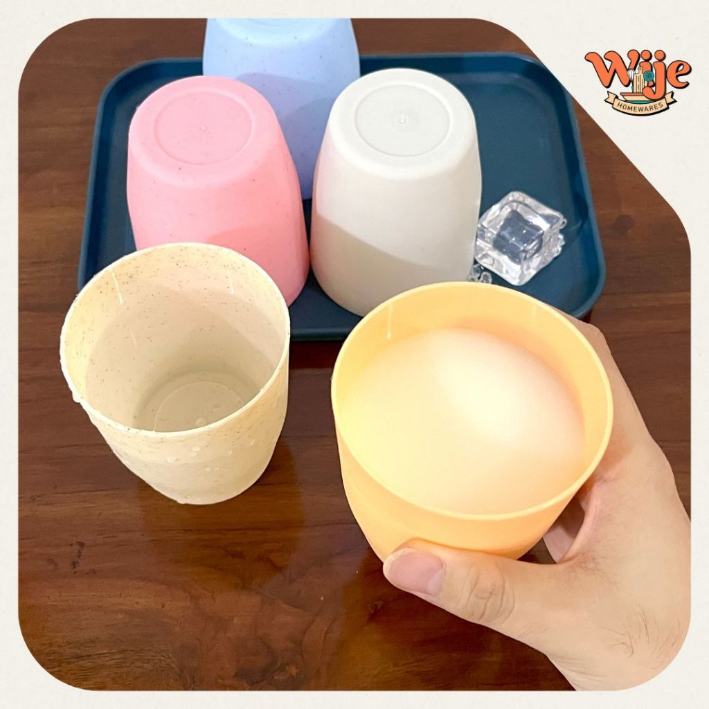 Tokosenja21 Gelas Plastik Set Serbaguna Cangkir Jerami Gandum Warna Warni 4 In 1 Paket Bundling - Gambar 4