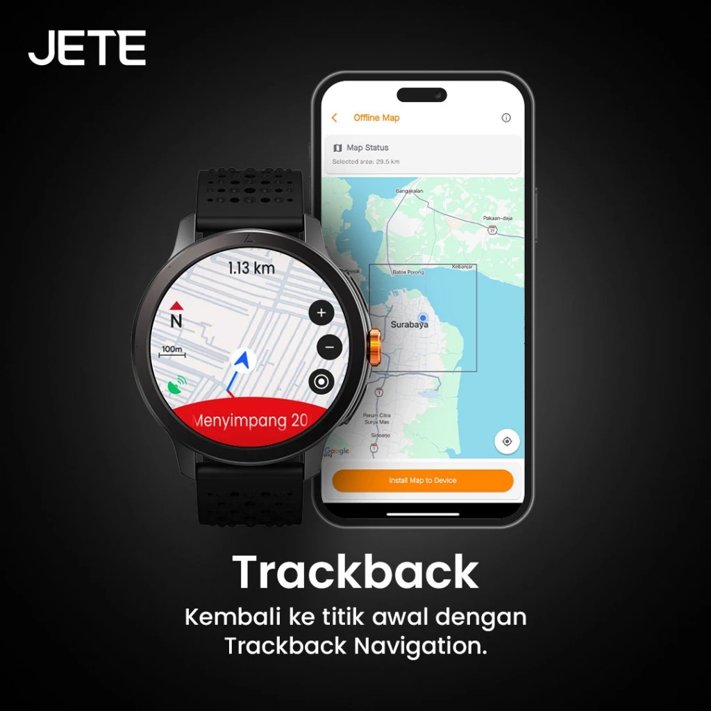 Smartwatch JETE VOLT 2 AMOLED 1.6 Inch Screen Display Jam Tangan AI Running 5 ATM Waterproof Watch 4GB Smart Watch With GPS Sport Mode Heart Rate Jam Tangan Pria Wanita (RTL) - Gambar 4
