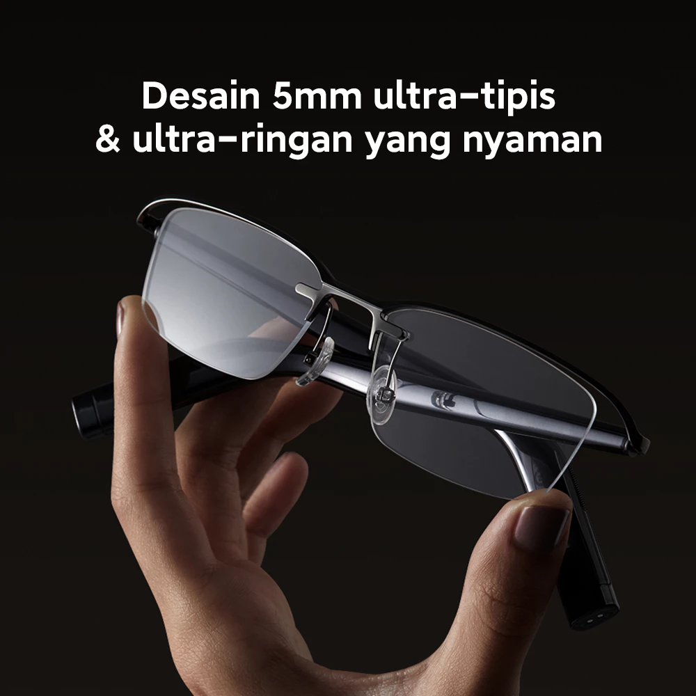Xiaomi Mijia Smart Audio Glasses / Audio open-ear dengan 4-mic peredam kebisingan / Desain 5mm ultra-tipis & ultra-ringan yang nyaman / Lensa anti blue-light atau lensa anti-sinar UV / Mode perekaman audio & mode privasi / Baterai tahan hingga 13 jam den - Gambar 3