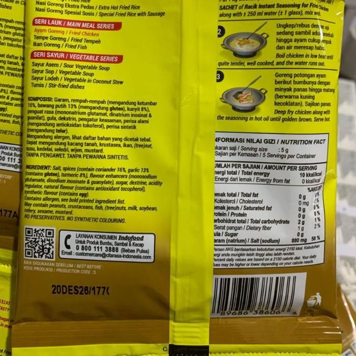 Racik Bumbu Instan Ayam Goreng 26g Indofood - 1 PCS (ECER) - Gambar 3